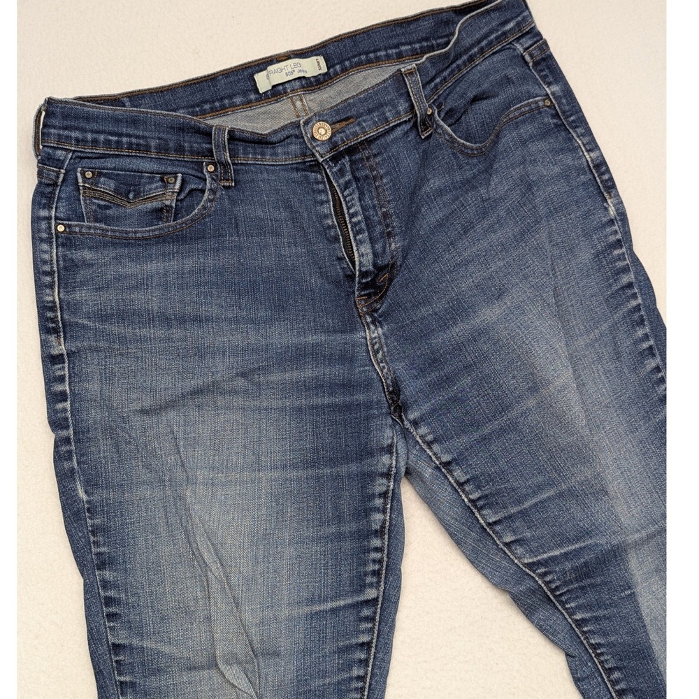 Levis 505 Straight Leg Jeans Womens 14 S/C Medium Wash Blue Denim Button Flap